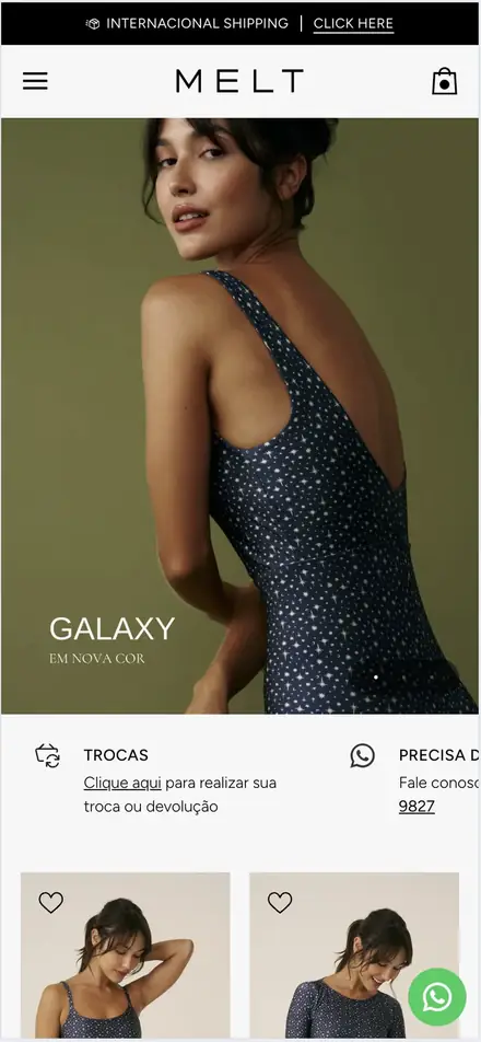 MELT no celular, loja feita pela HAUTE
